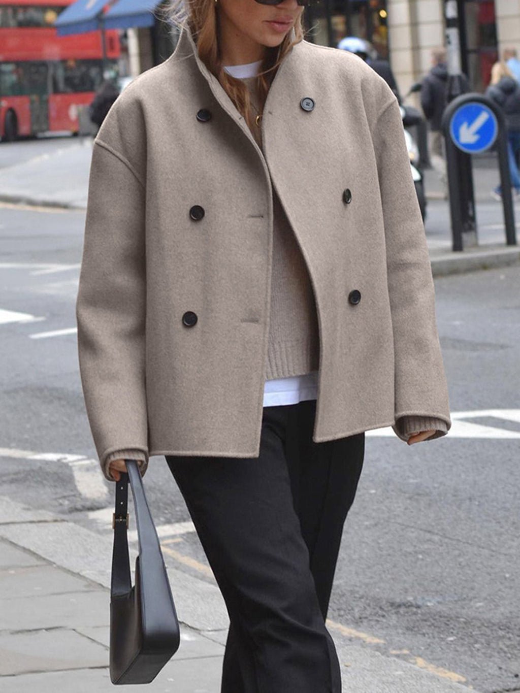Oversized jacket with button closure