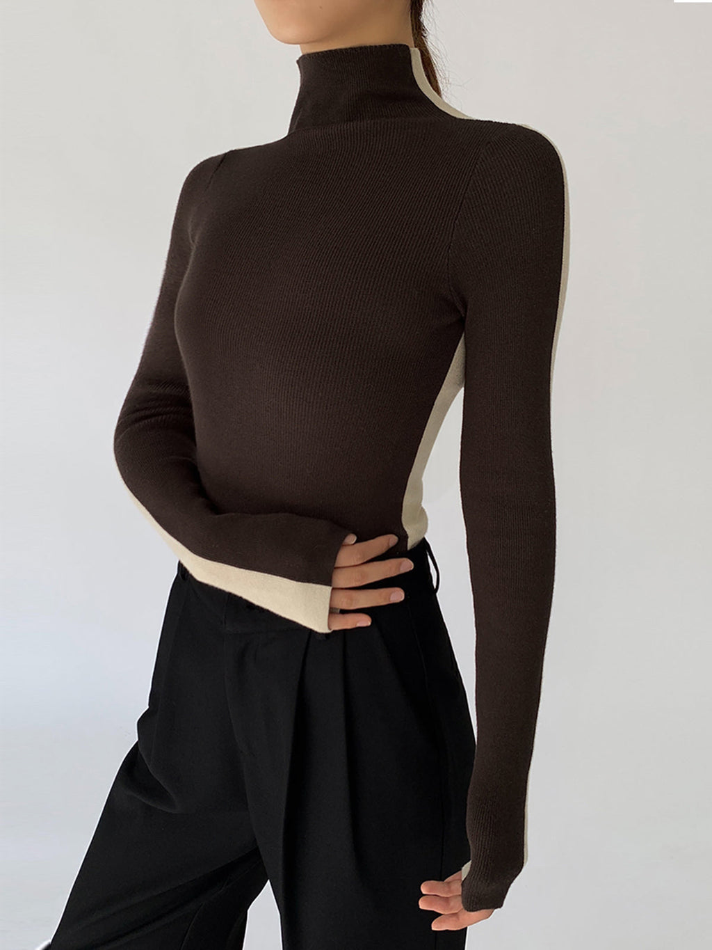 GR | Rollkragenpullover mit Langen Ärmeln für Damen