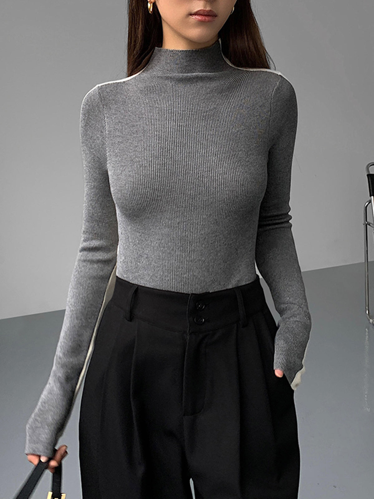 GR | Rollkragenpullover mit Langen Ärmeln für Damen