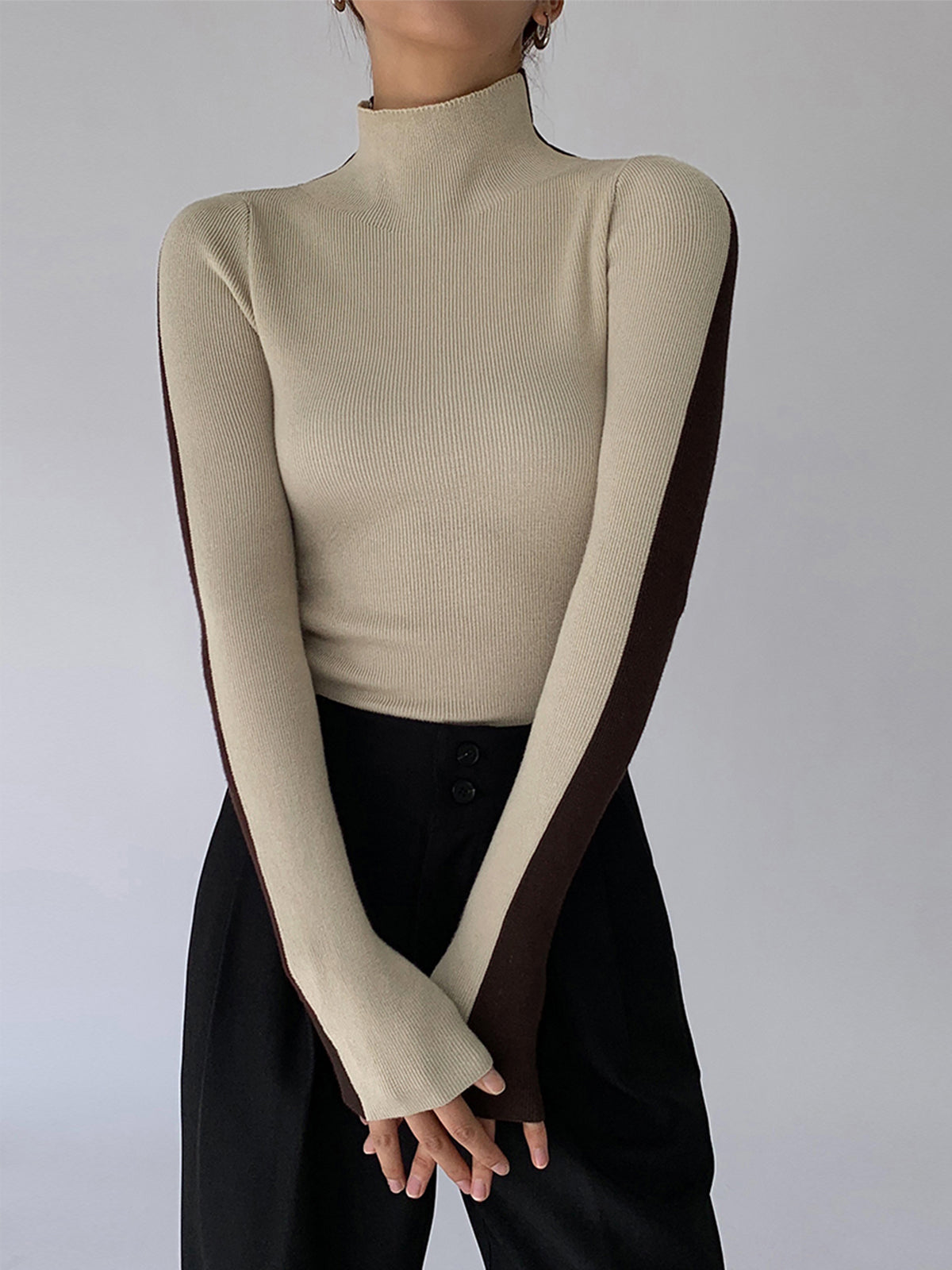 GR | Rollkragenpullover mit Langen Ärmeln für Damen