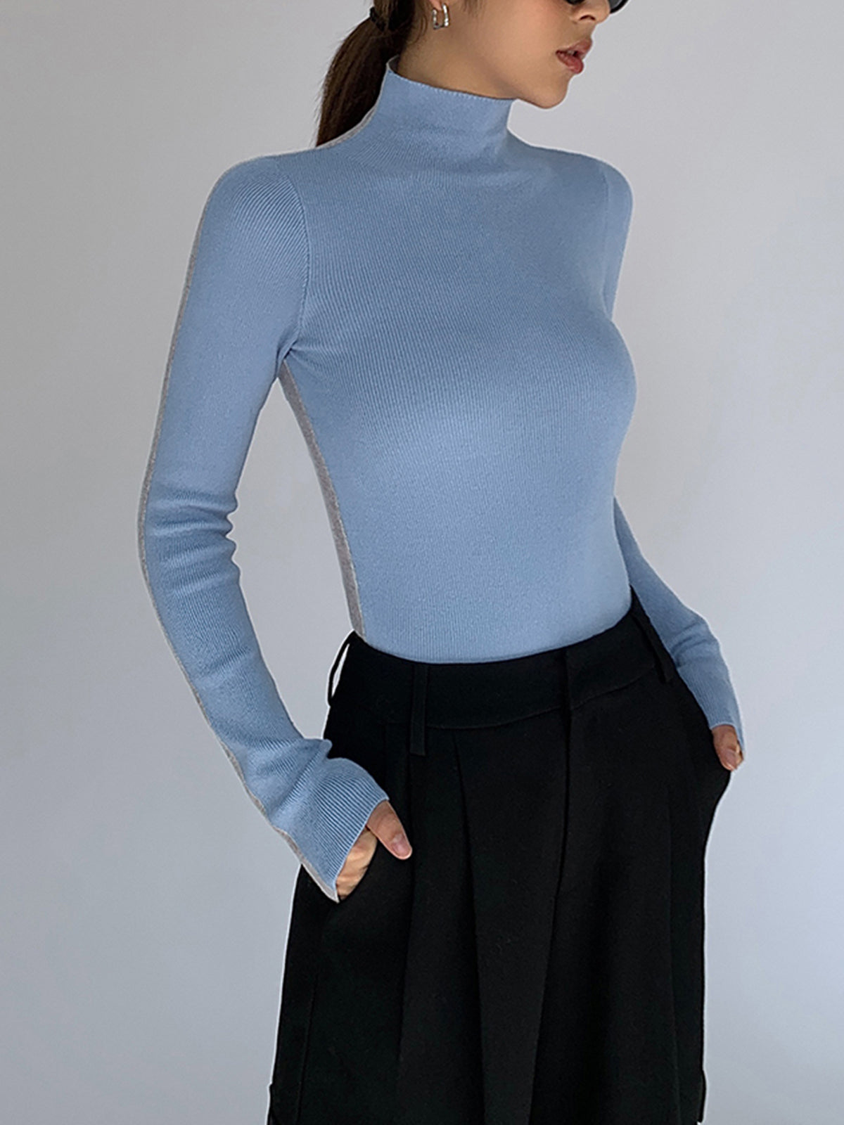 GR | Rollkragenpullover mit Langen Ärmeln für Damen