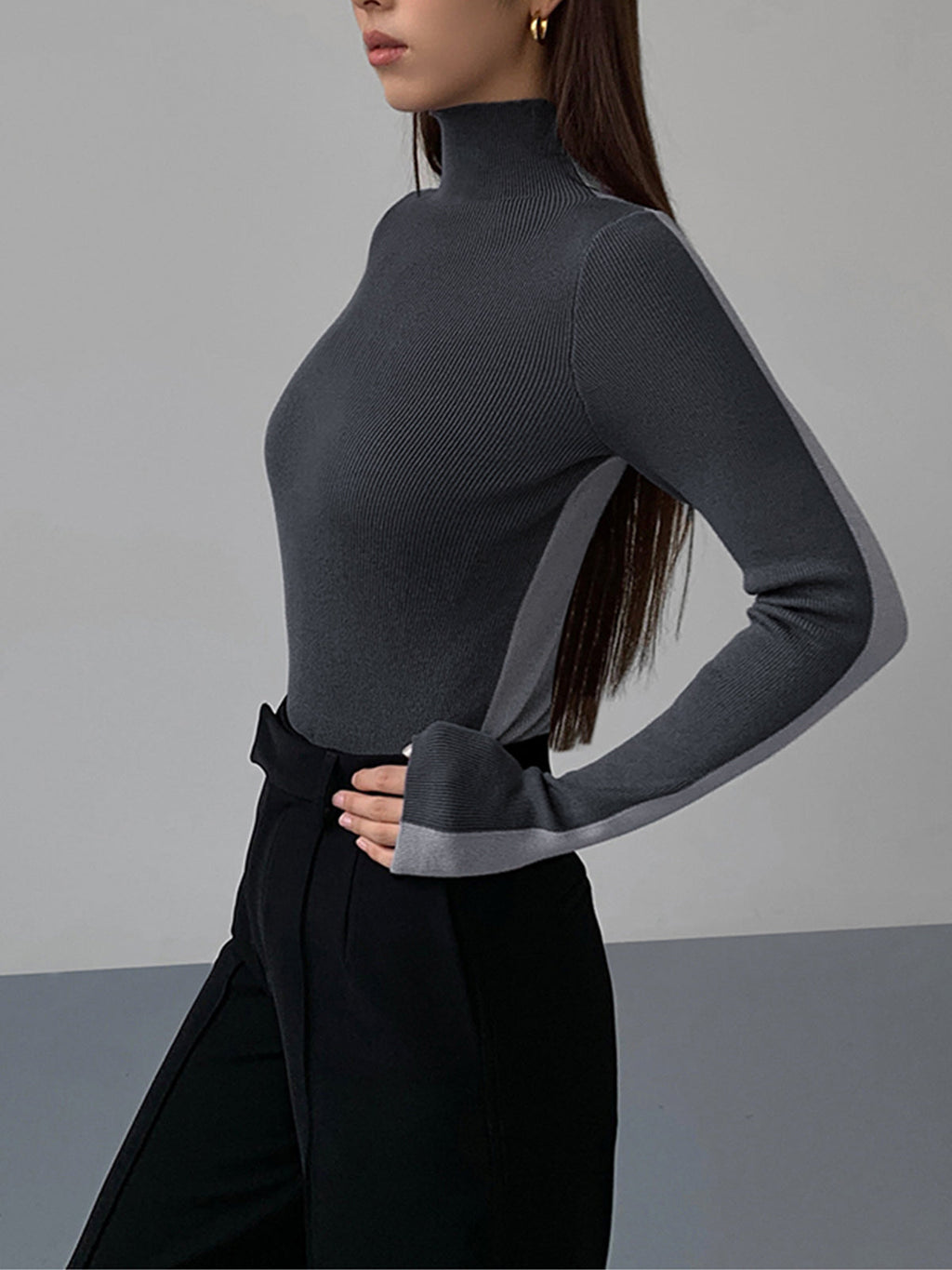 GR | Rollkragenpullover mit Langen Ärmeln für Damen