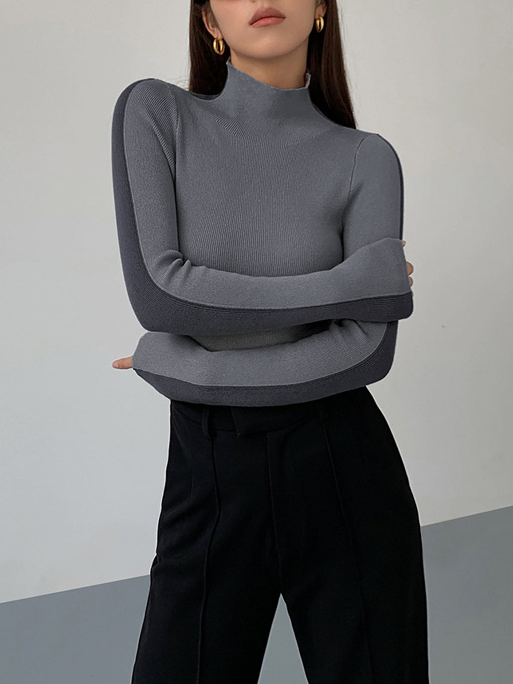GR | Rollkragenpullover mit Langen Ärmeln für Damen