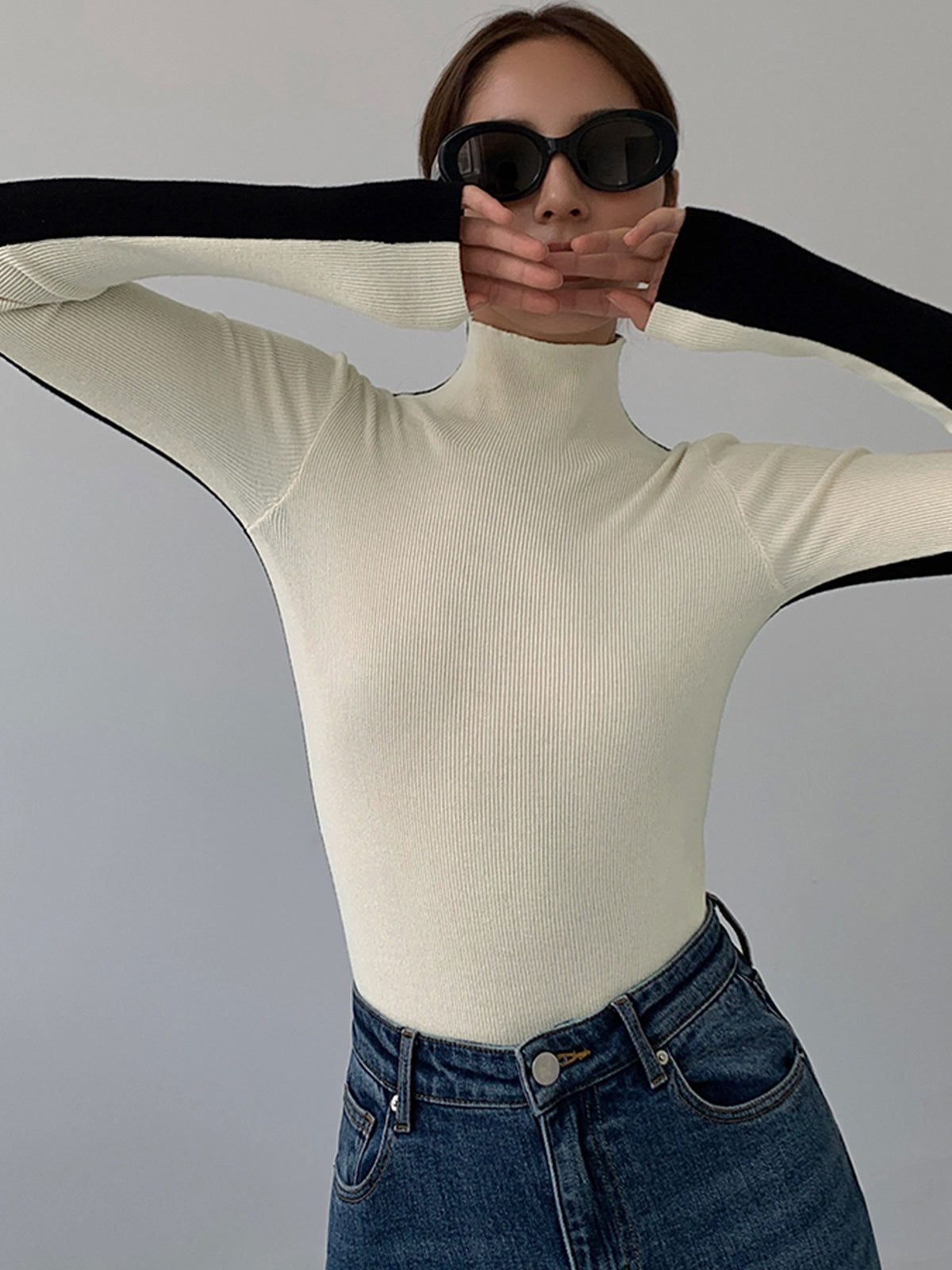 GR | Rollkragenpullover mit Langen Ärmeln für Damen