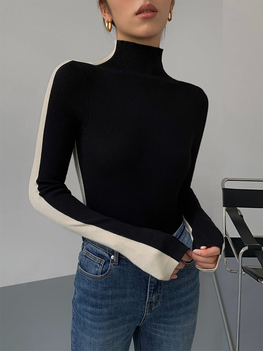 GR | Rollkragenpullover mit Langen Ärmeln für Damen