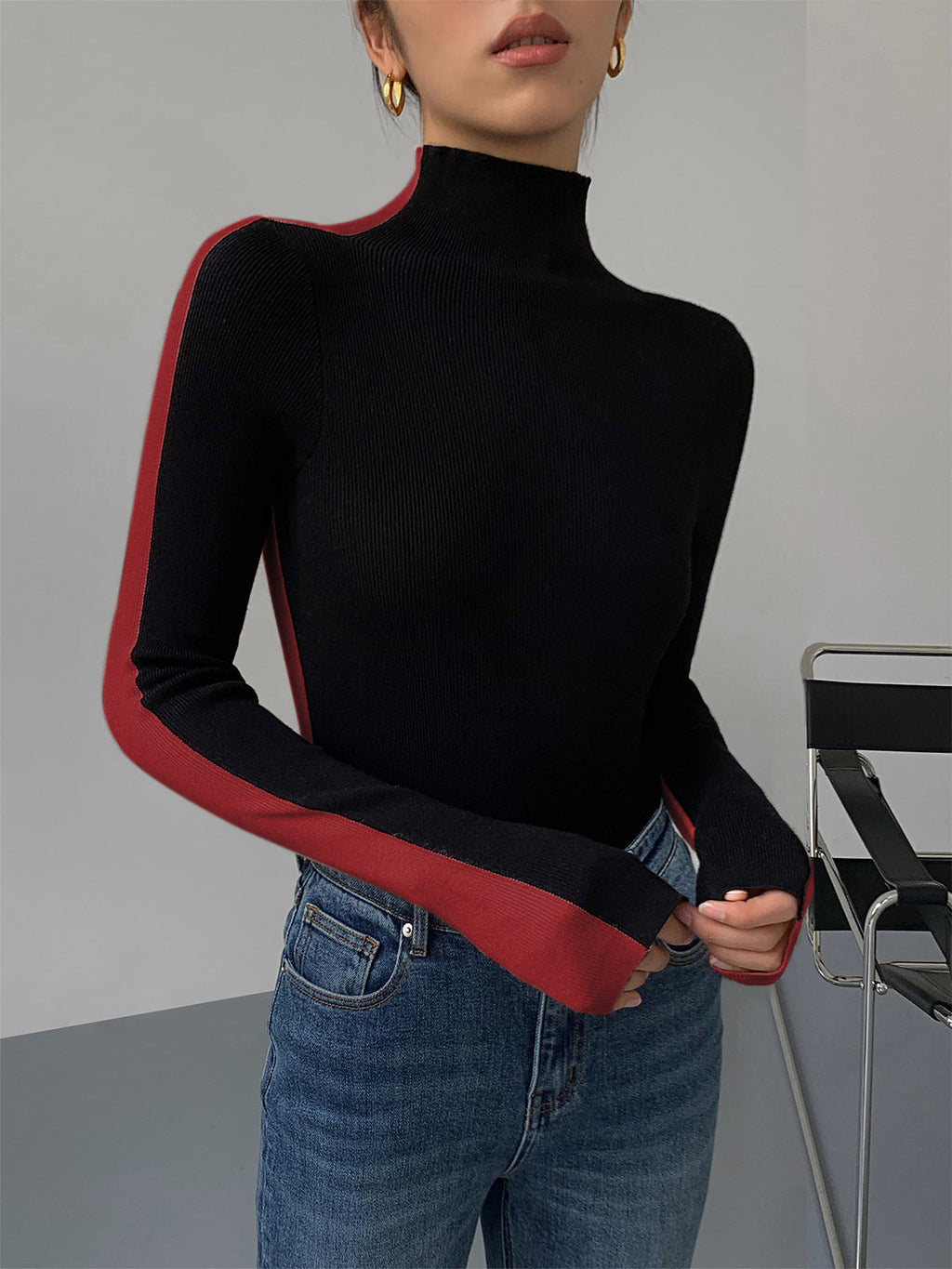 GR | Rollkragenpullover mit Langen Ärmeln für Damen