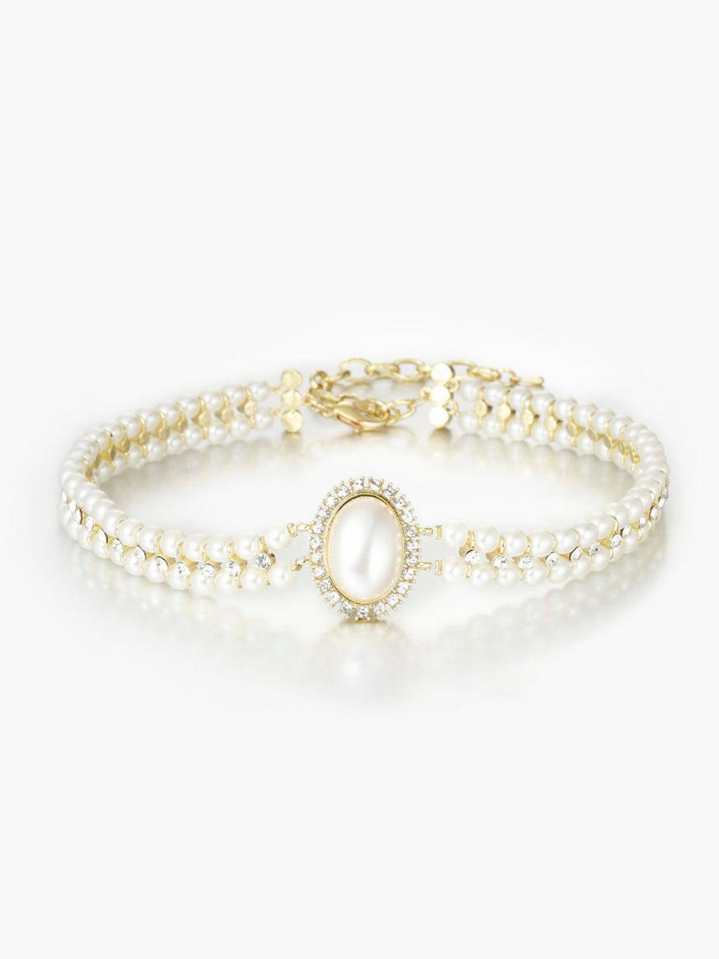 GR | Vintage Double Layer Choker Necklace with Pearls