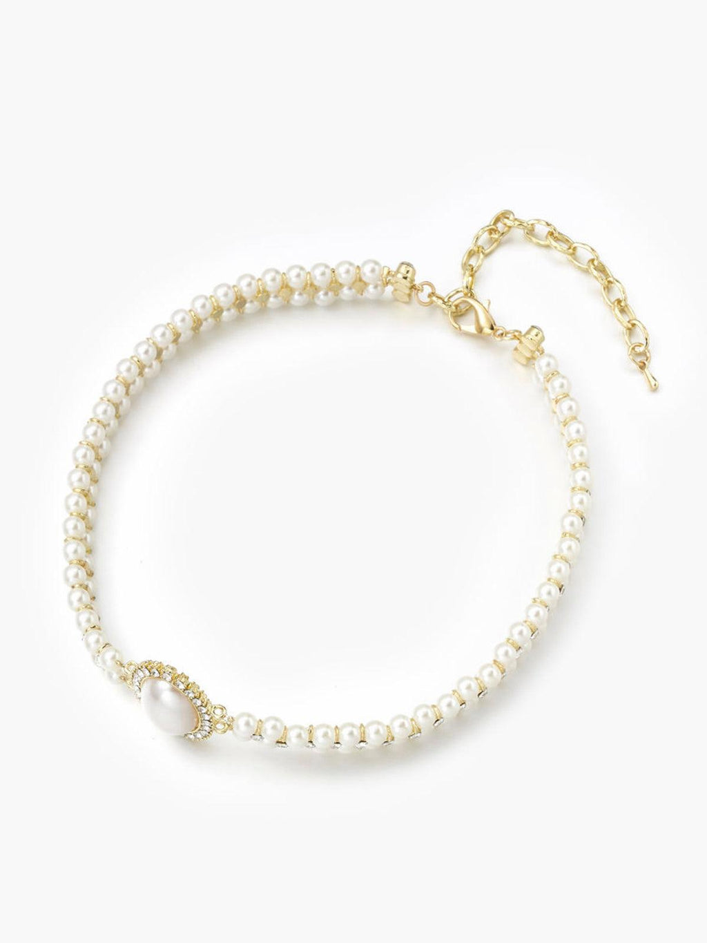 GR | Vintage Double Layer Choker Necklace with Pearls