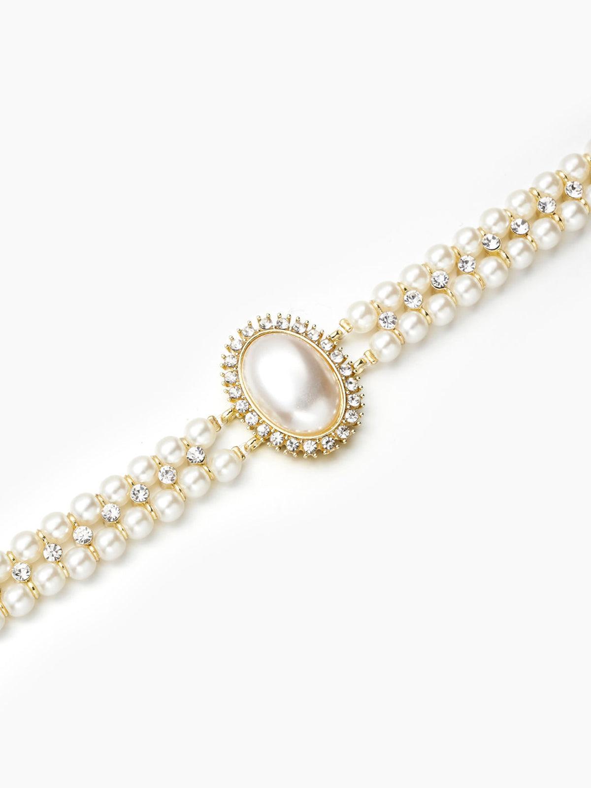 GR | Vintage Double Layer Choker Necklace with Pearls