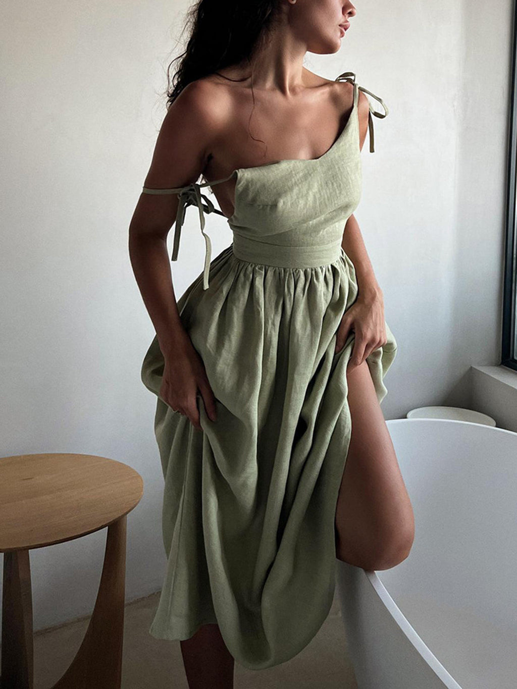 GR | Cotton & Linen Backless Long Dress