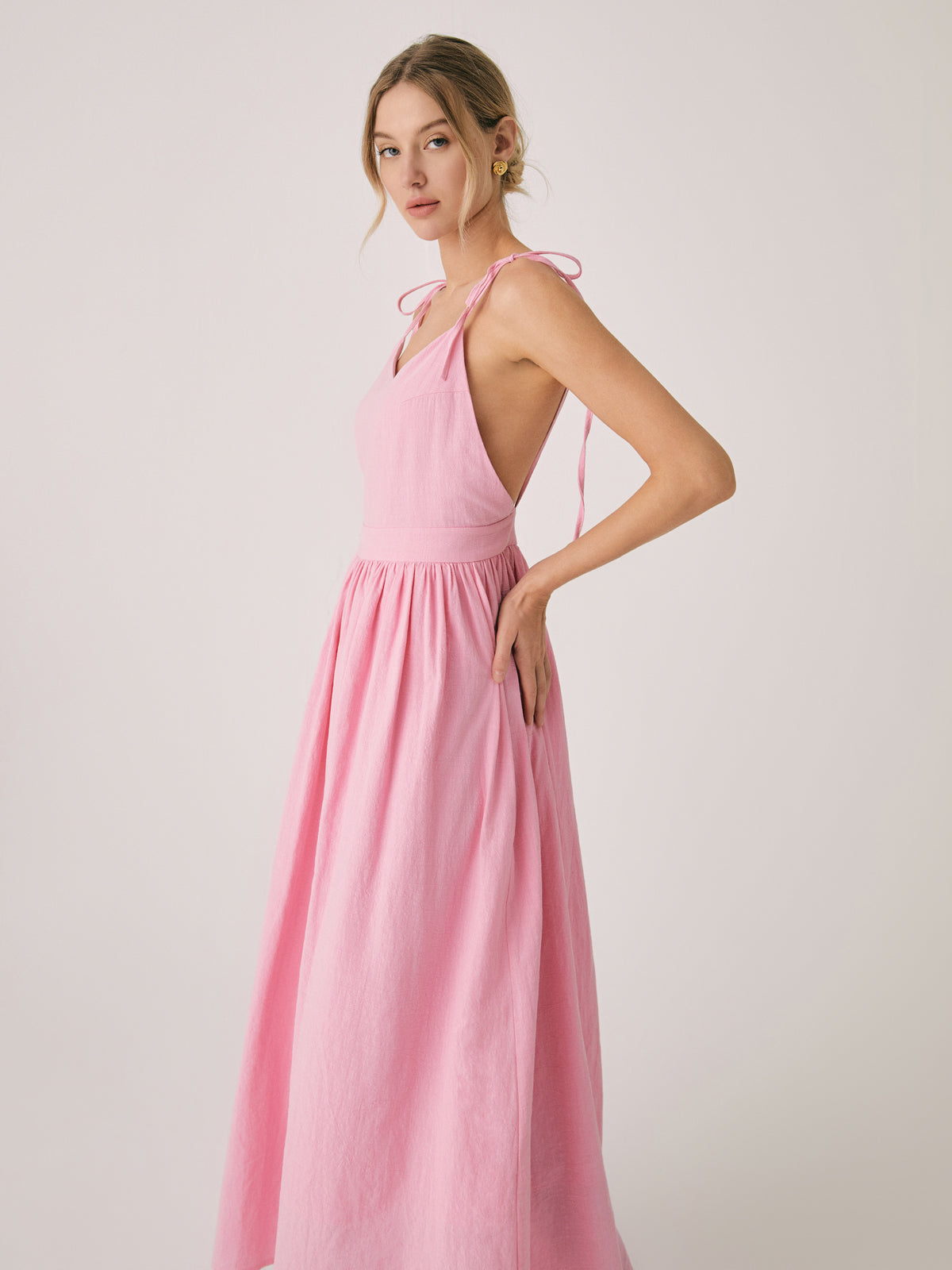GR | Cotton & Linen Backless Long Dress