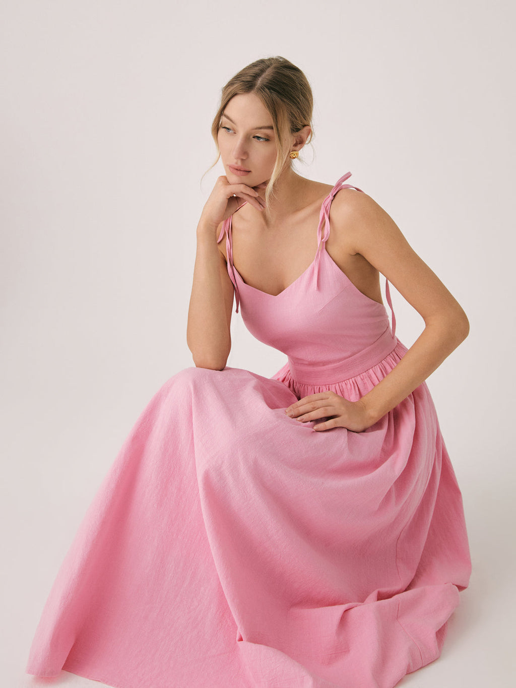 GR | Cotton & Linen Backless Long Dress