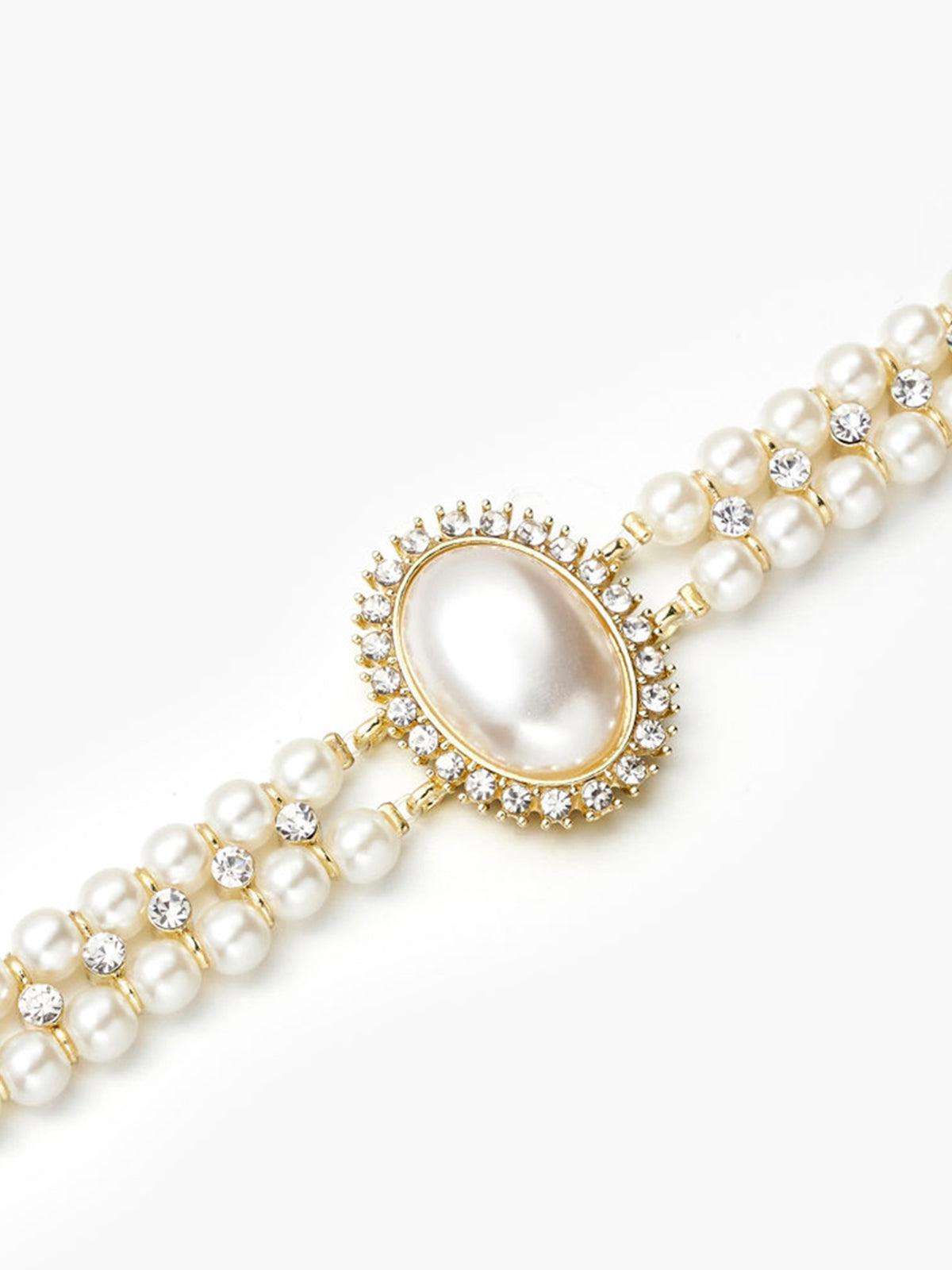 GR | Vintage Double Layer Choker Necklace with Pearls