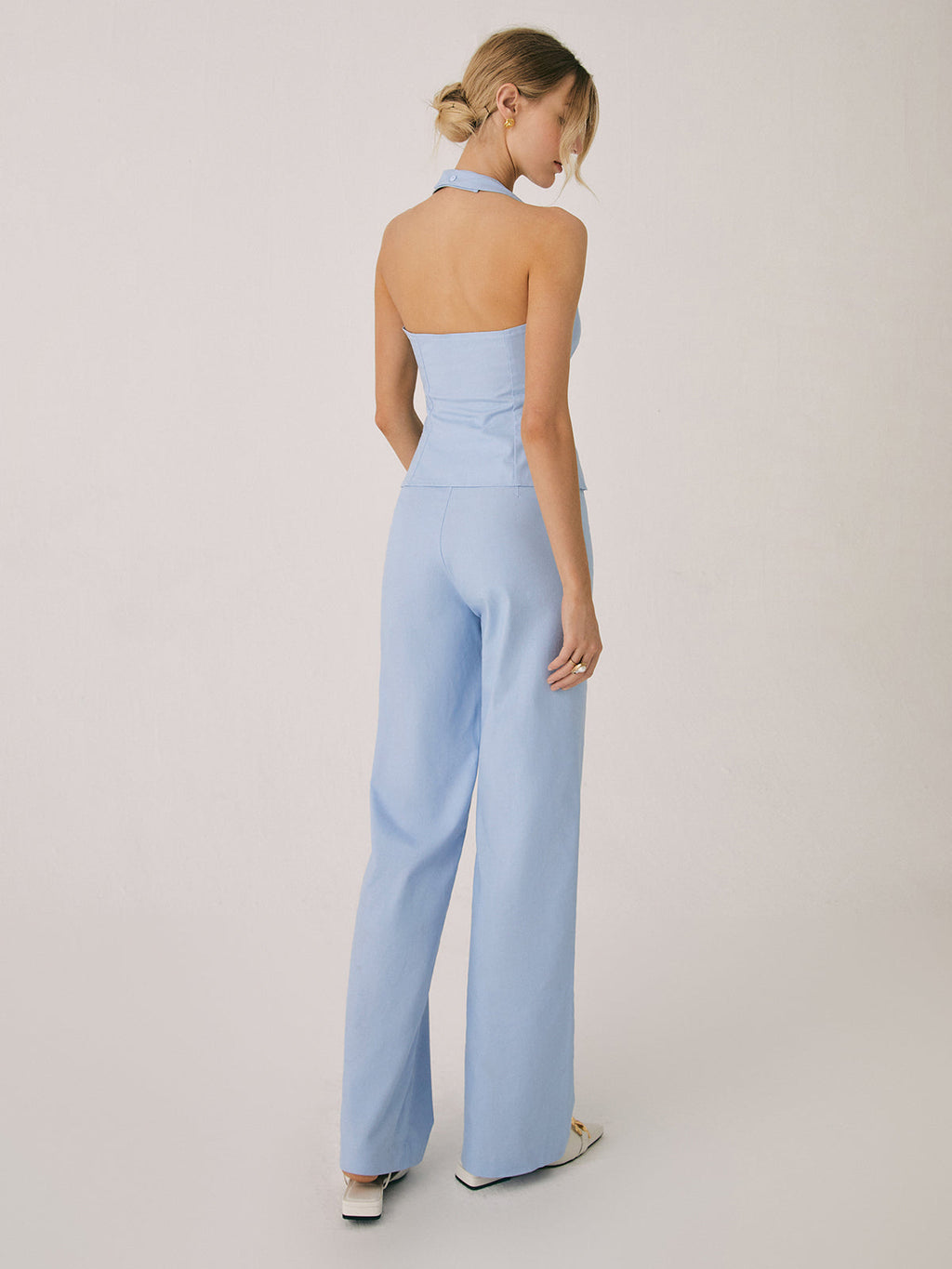 GR | Elegant two-piece set with vest and wide-leg trousers