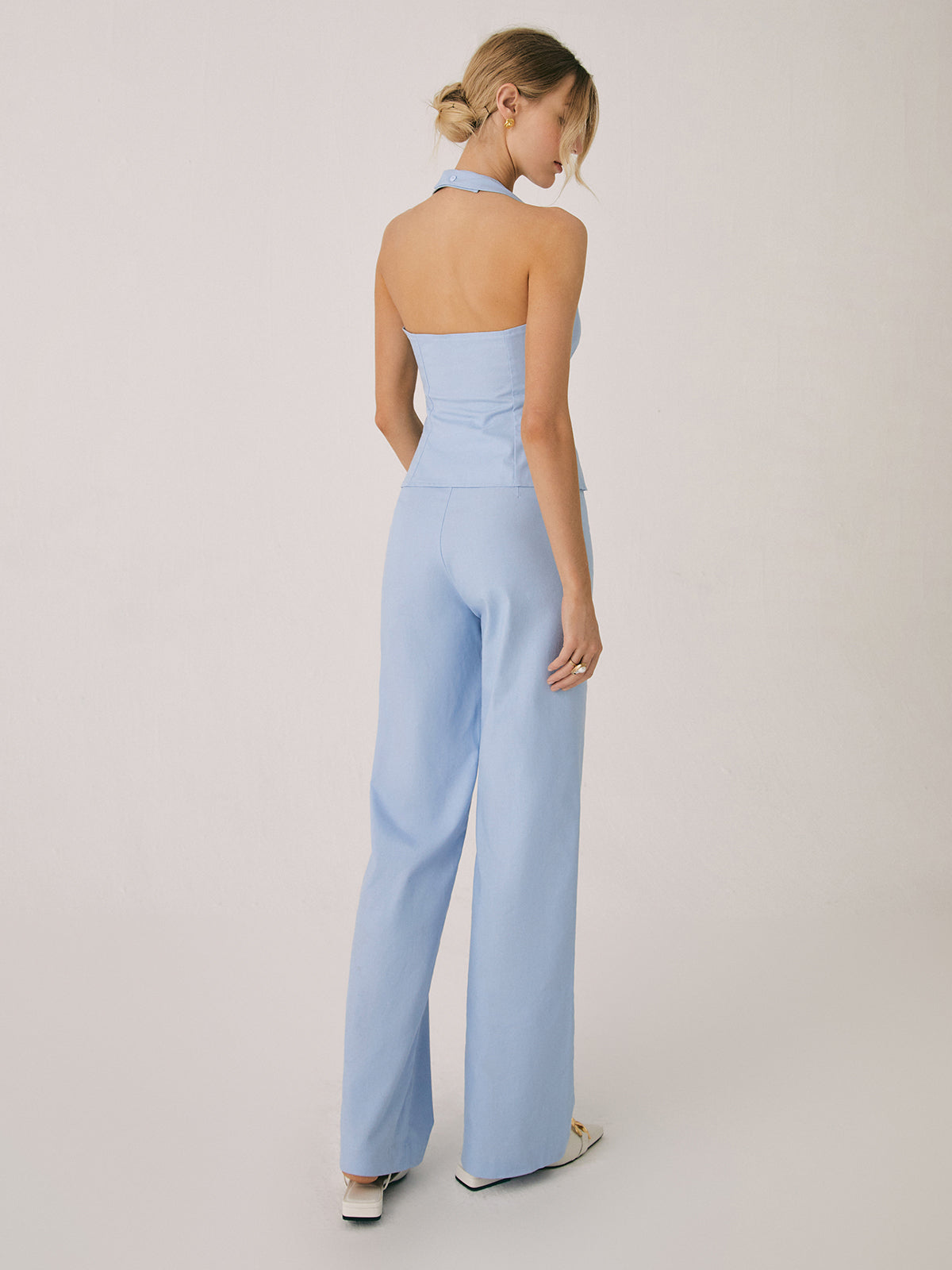 GR | Elegant two-piece set with vest and wide-leg trousers