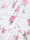 GR | Kurz Blumen Kleid mit V-Ausschnitt