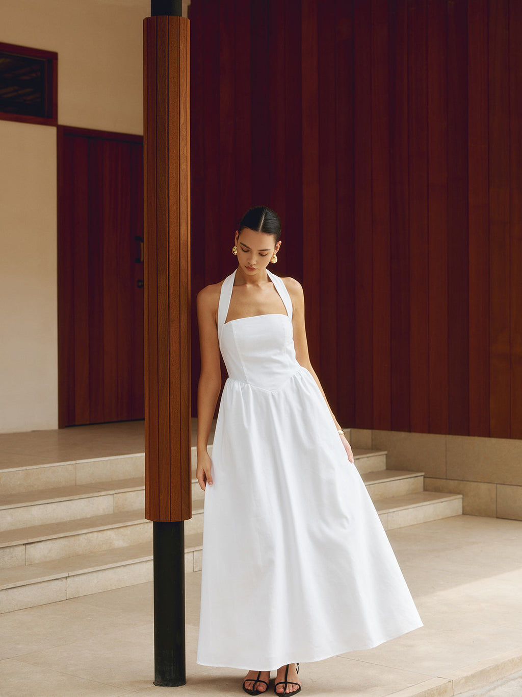 GR | Cotton & Linen Strappy A-Line Long Dress