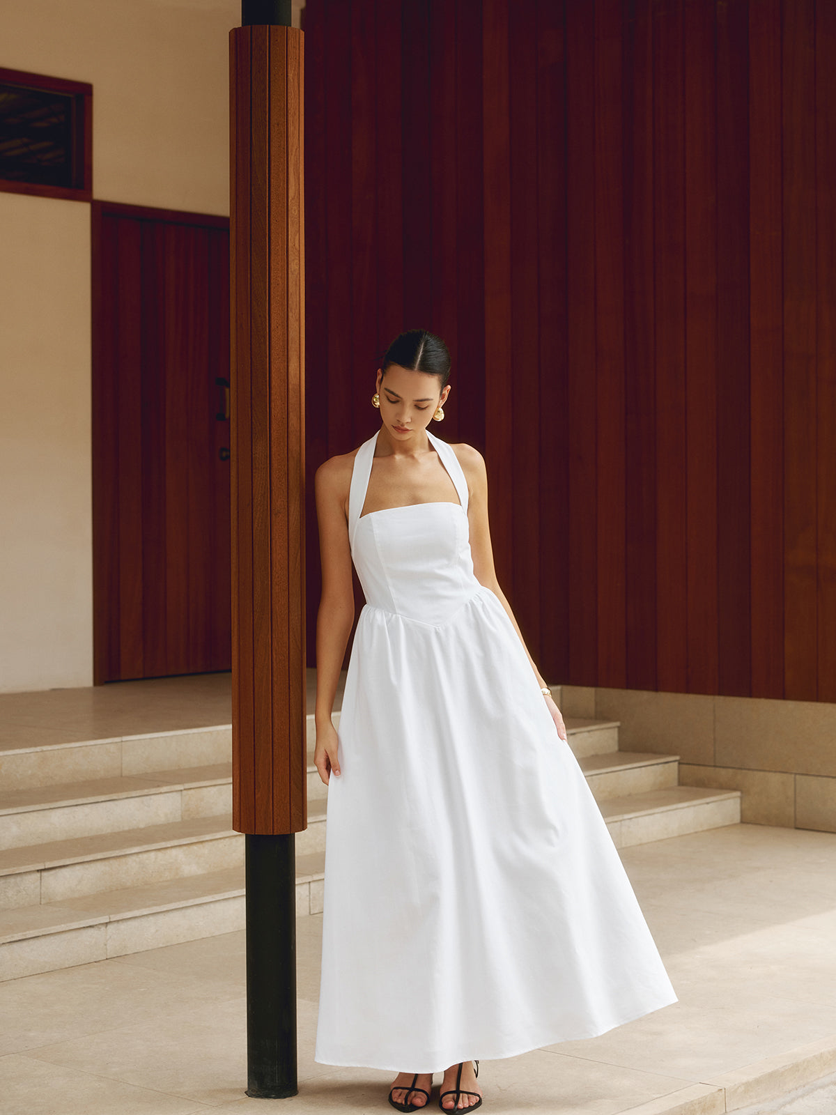 GR | Cotton & Linen Strappy A-Line Long Dress