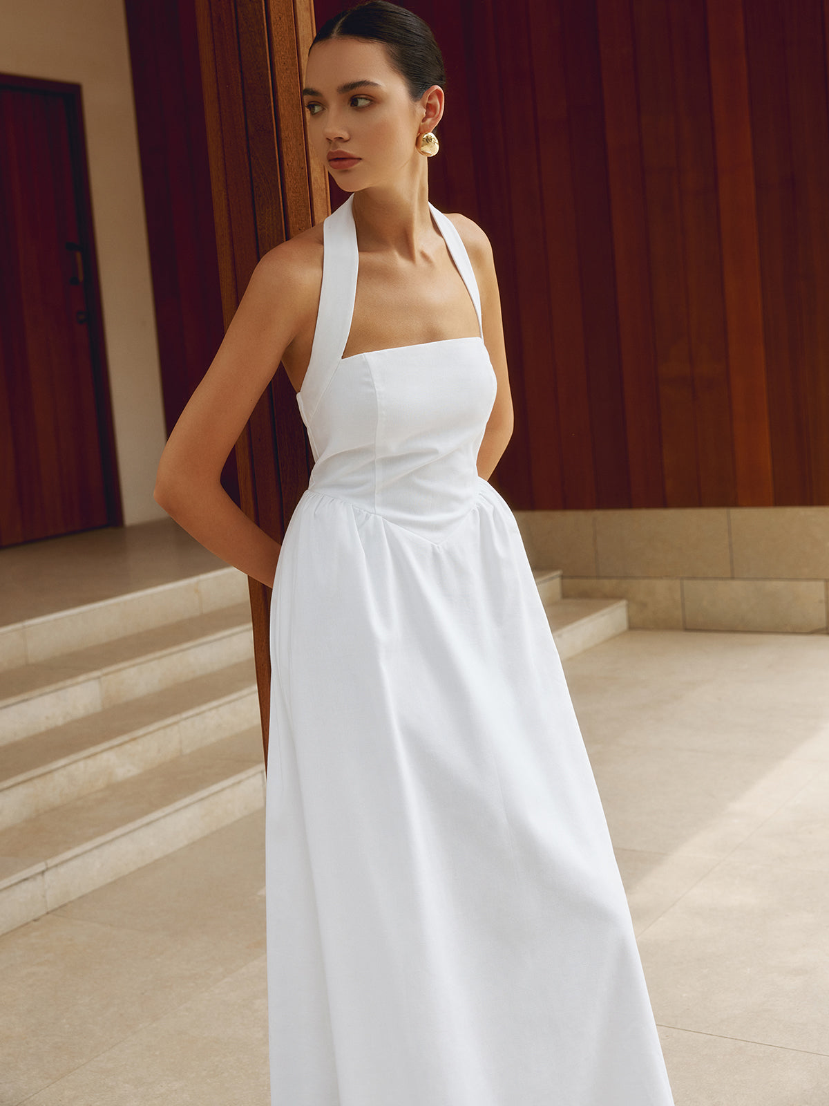 GR | Cotton & Linen Strappy A-Line Long Dress