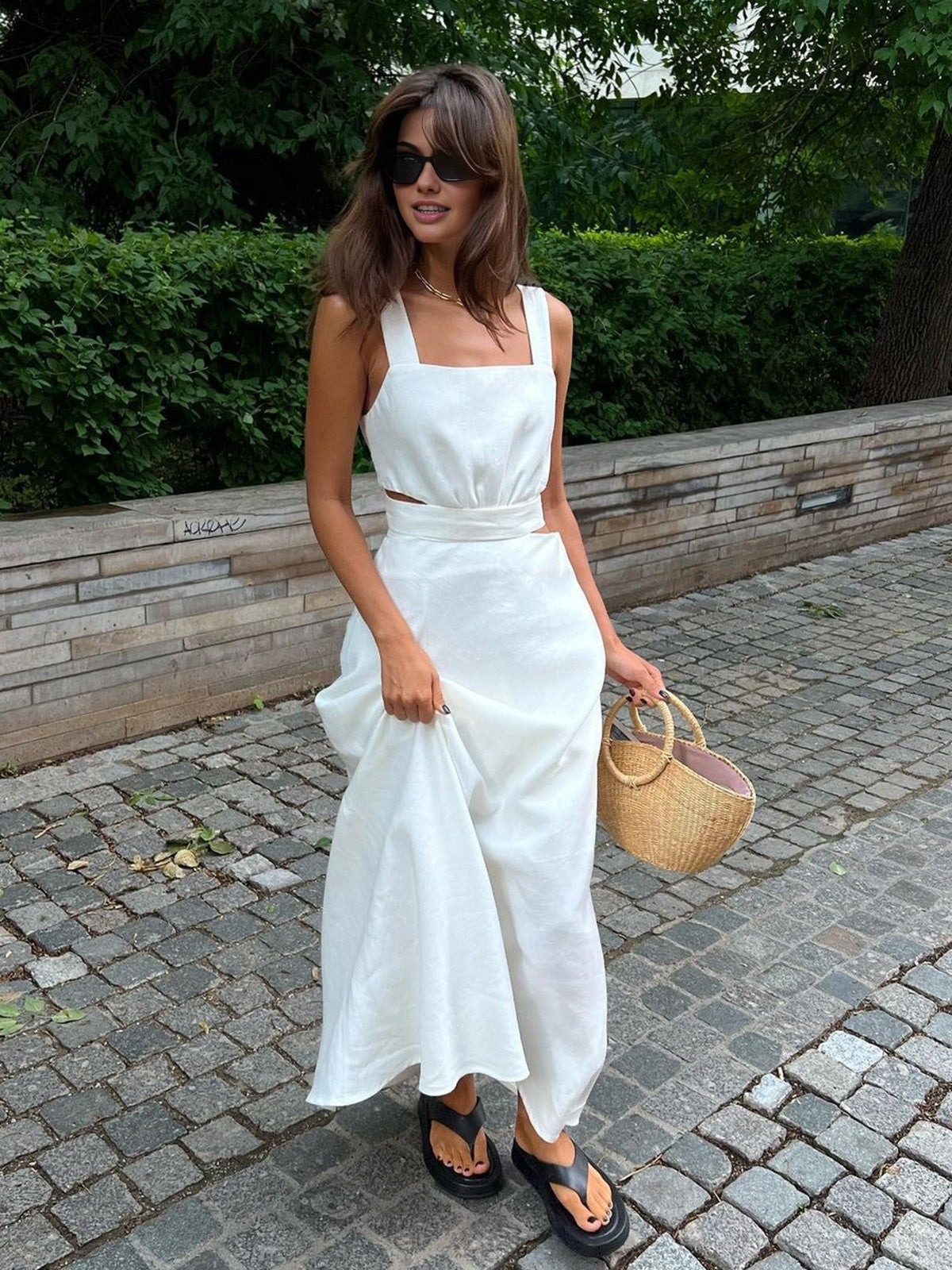 GR | Minimalismus Knotentop Langes Kleid