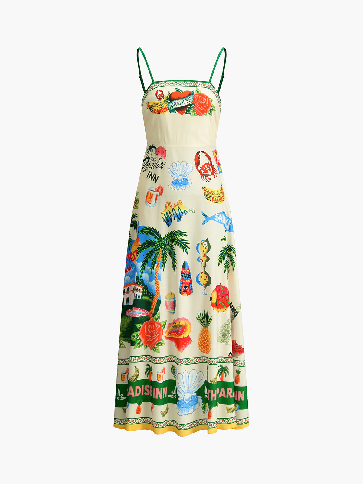 GR | Paradise Print Urlaub Cami Lange Kleid