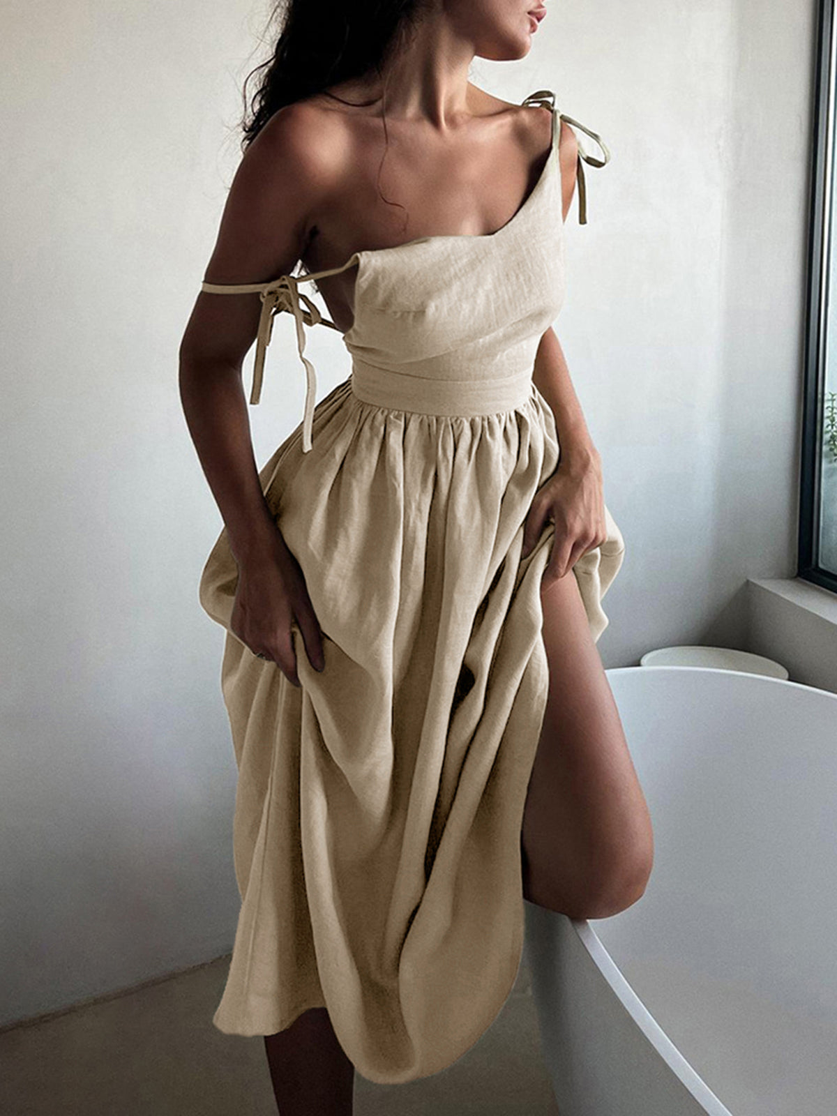 GR | Cotton & Linen Backless Long Dress