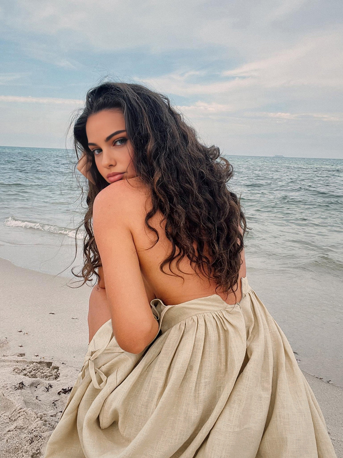GR | Cotton & Linen Backless Long Dress