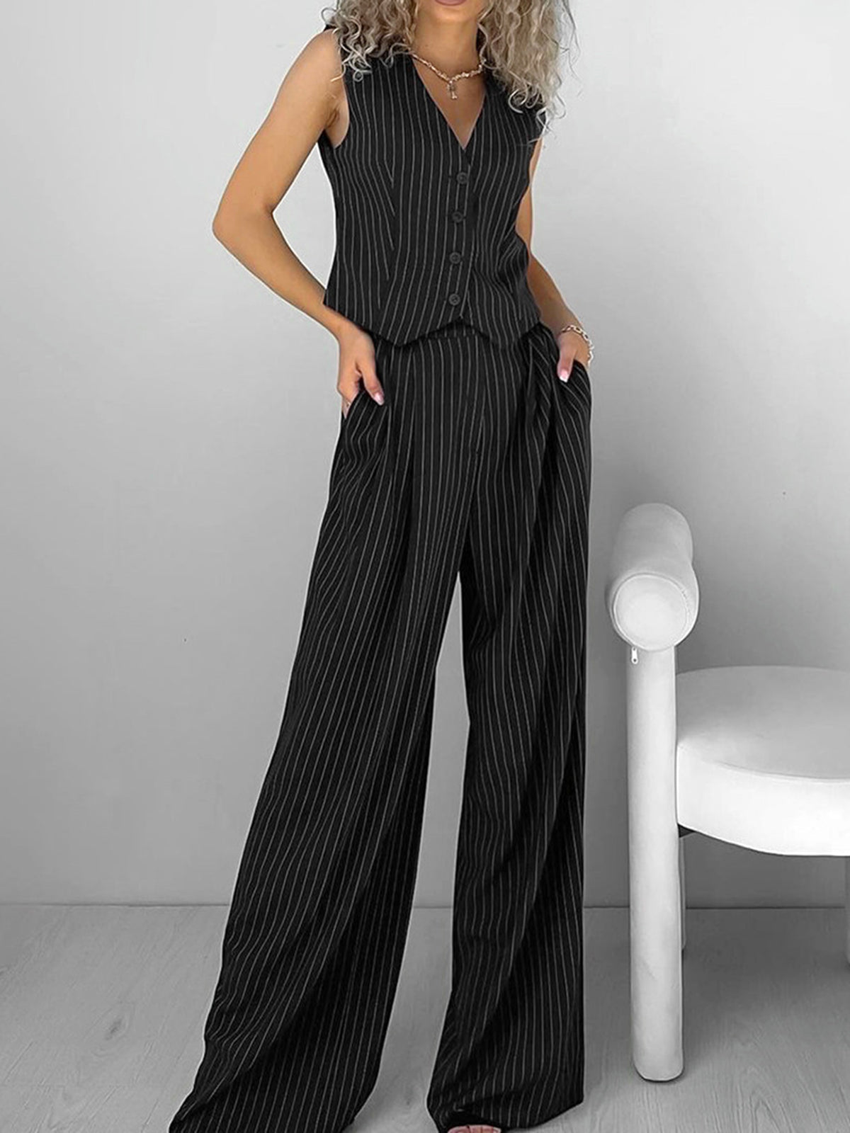 GR | Relaxed Striped Suit Trousers Set