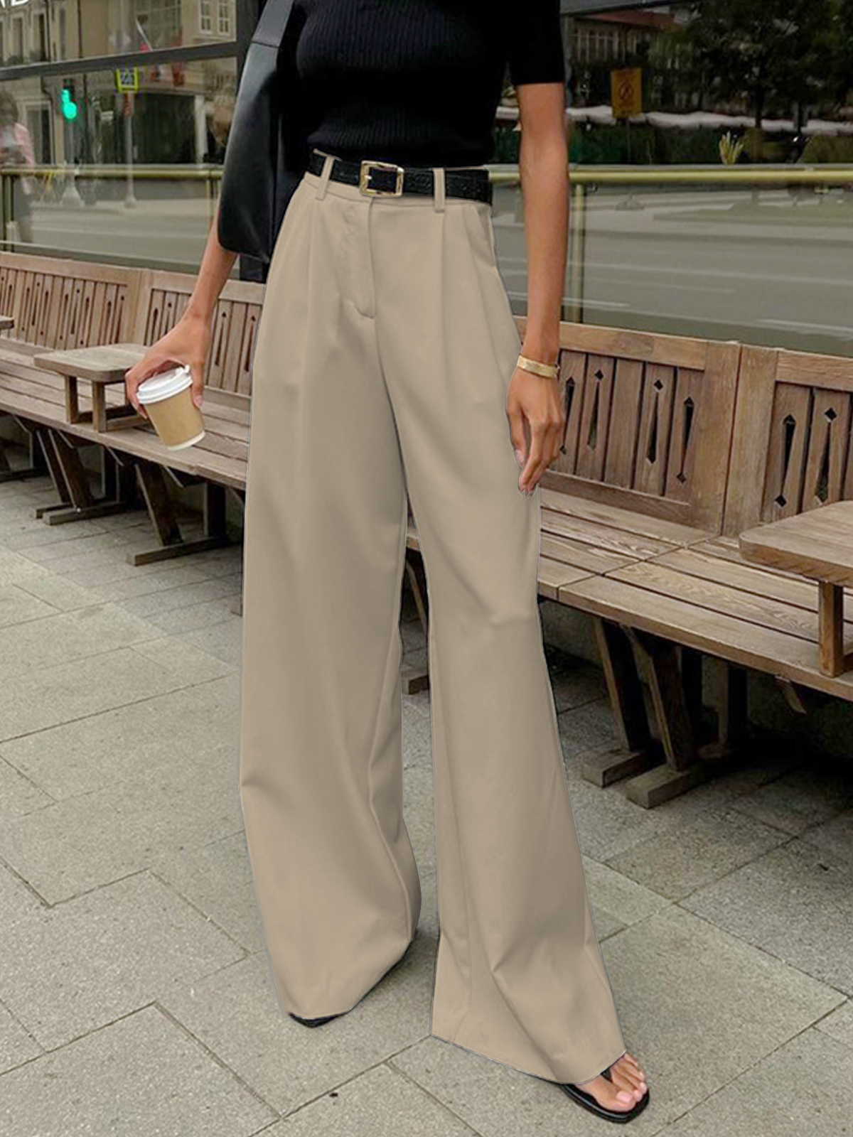 GR | geschnittene Hose mit fließender Silhouette und weichem, atmungsaktivem Stoff für Frauen