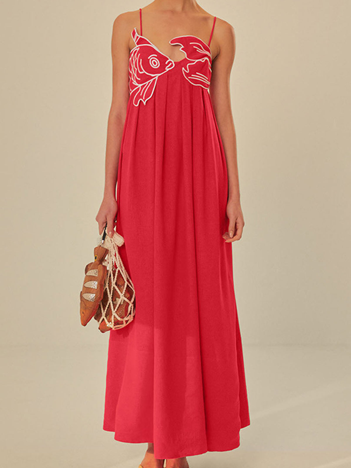 GR | Embroidered Fish Semi-Transparent Cami Dress