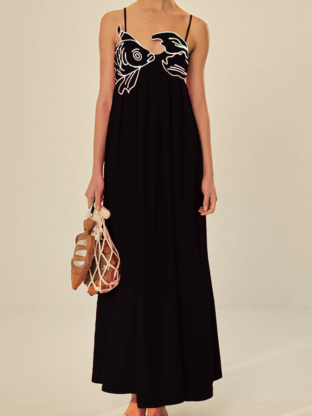 GR | Embroidered Fish Semi-Transparent Cami Dress