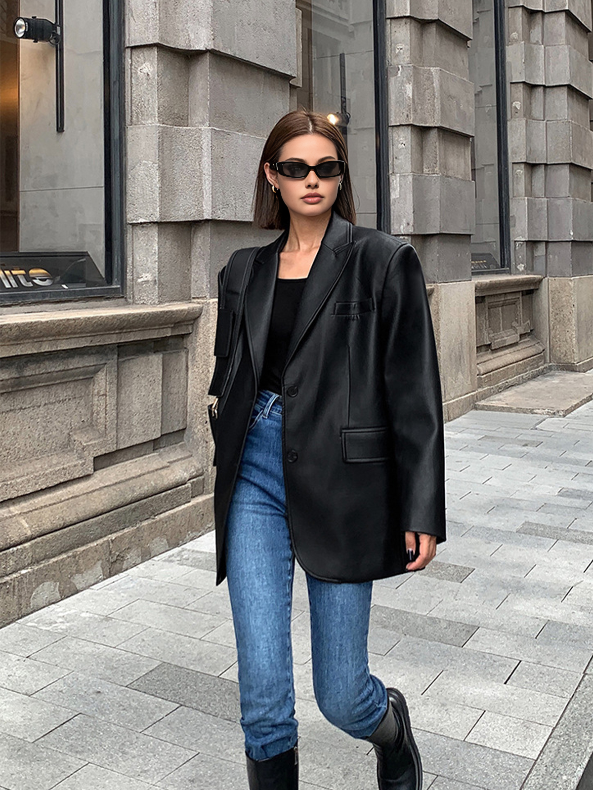 GR | Reversf pockets leather blazer