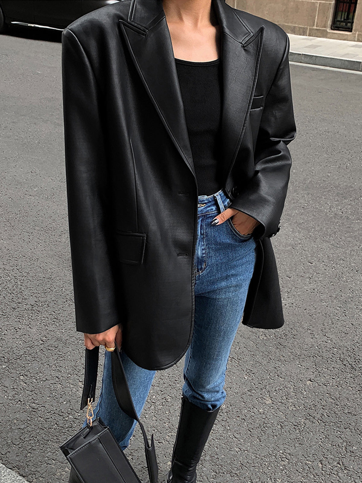 GR | Reversf pockets leather blazer