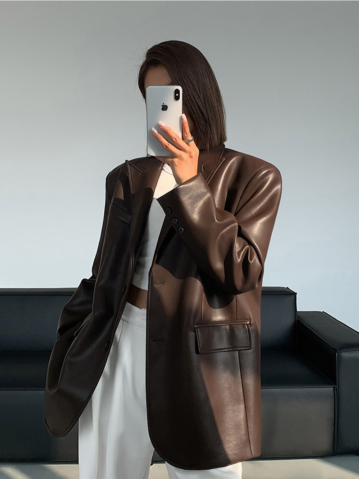 GR | Reversf pockets leather blazer