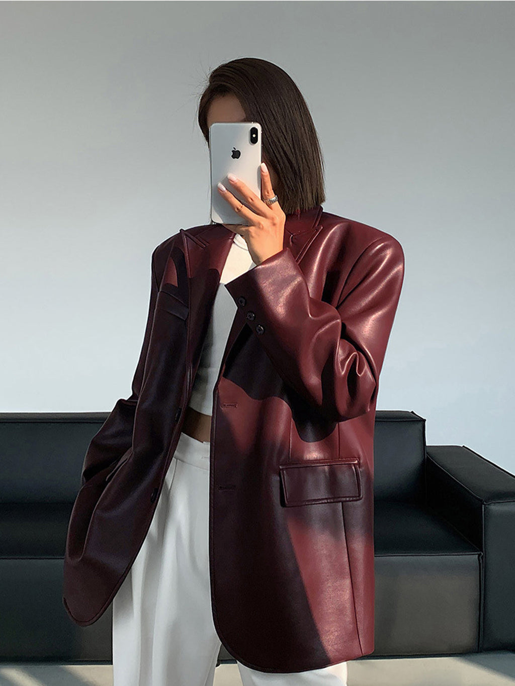 GR | Reversf pockets leather blazer