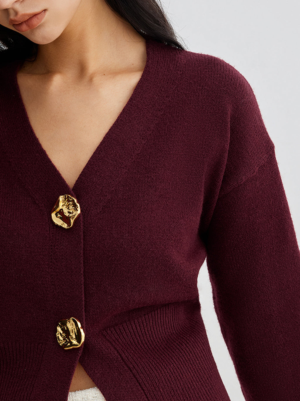 GR | Elegant metal button short cardigan