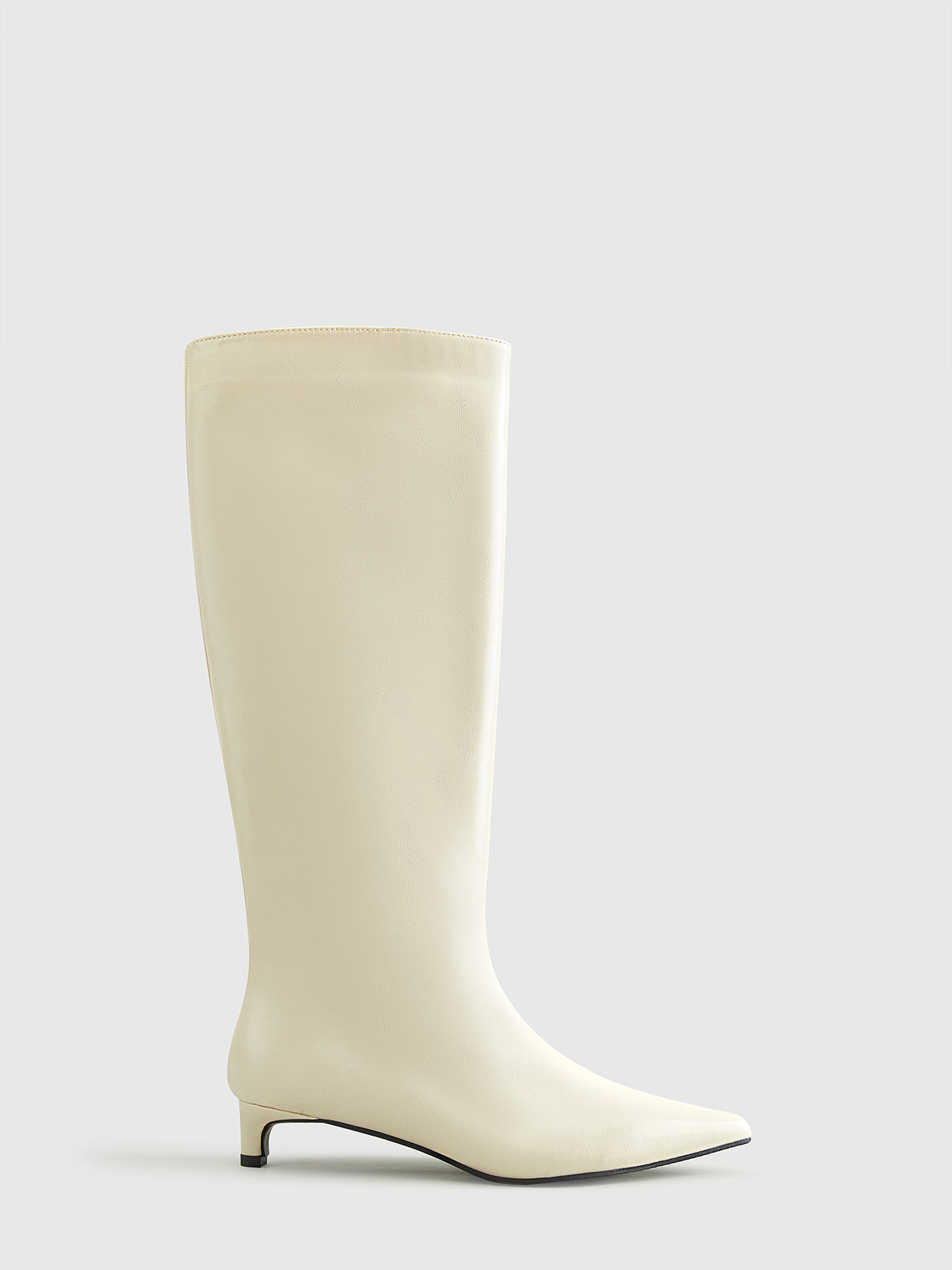 GR | Pointed Toe Kitten Knee-Length Boots