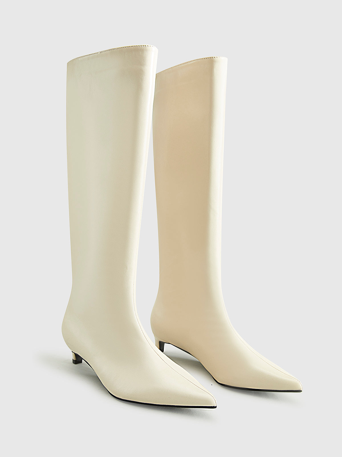 GR | Pointed Toe Kitten Knee-Length Boots