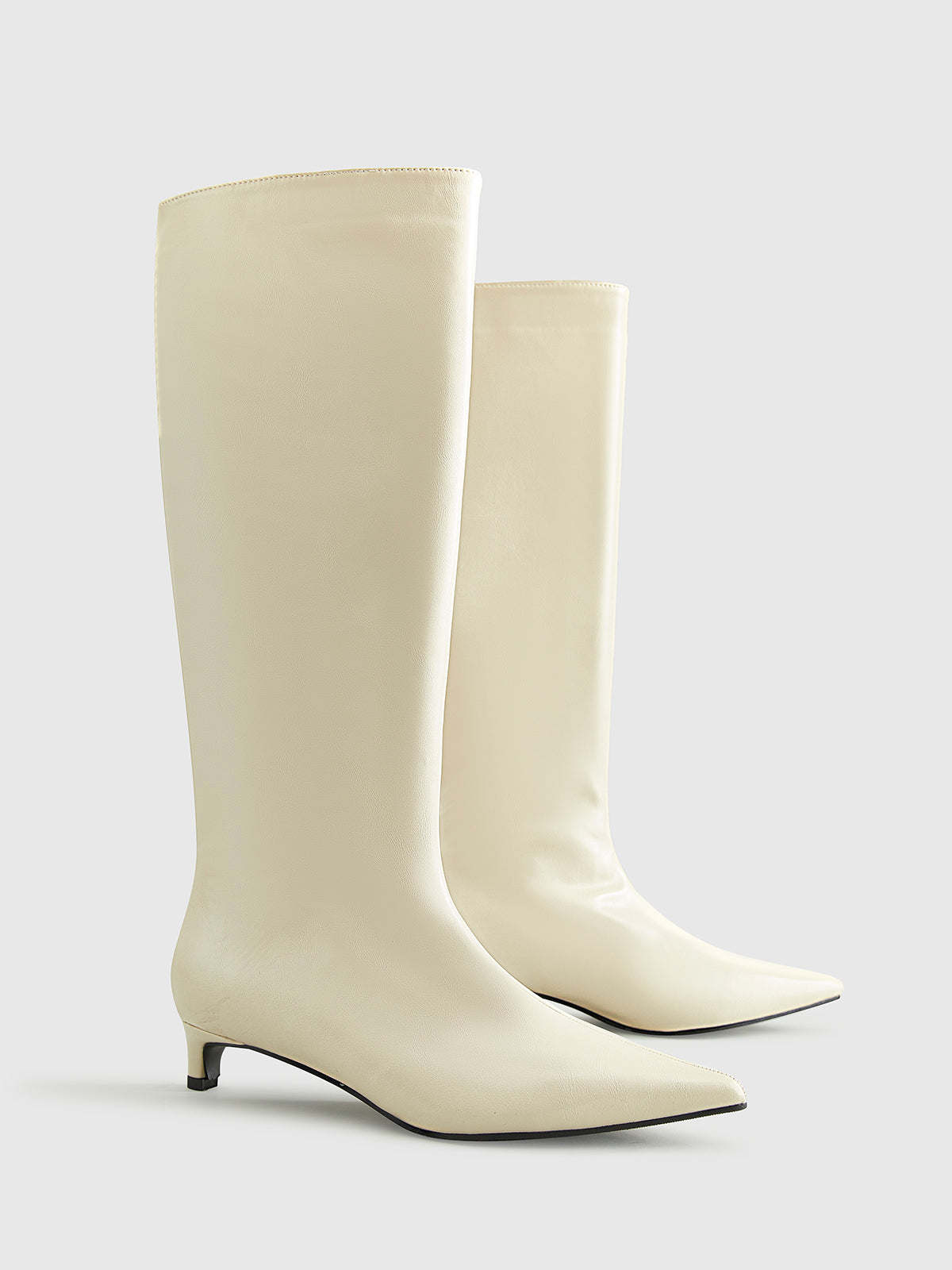 GR | Pointed Toe Kitten Knee-Length Boots