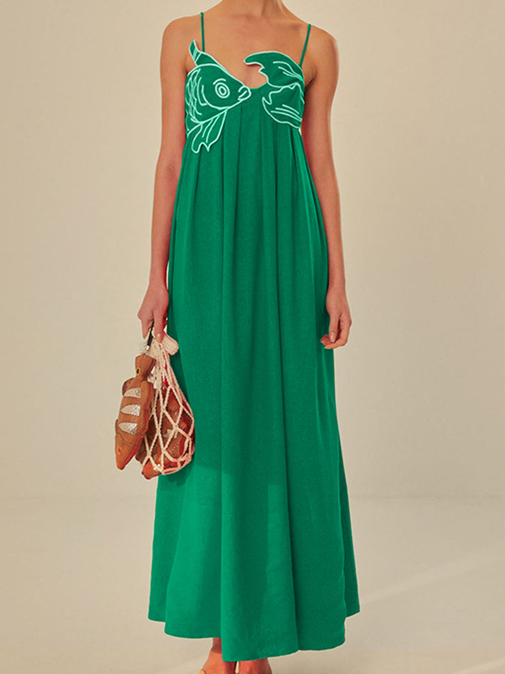 GR | Embroidered Fish Semi-Transparent Cami Dress