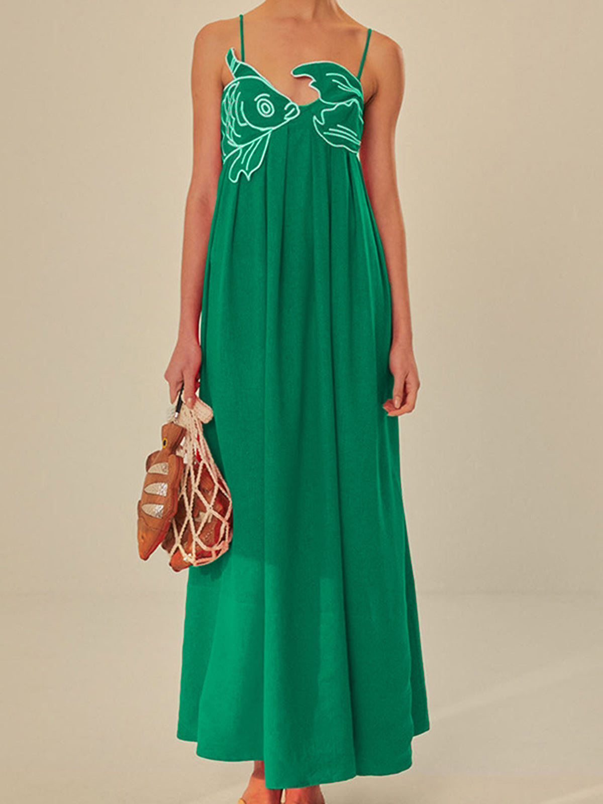 GR | Embroidered Fish Semi-Transparent Cami Dress