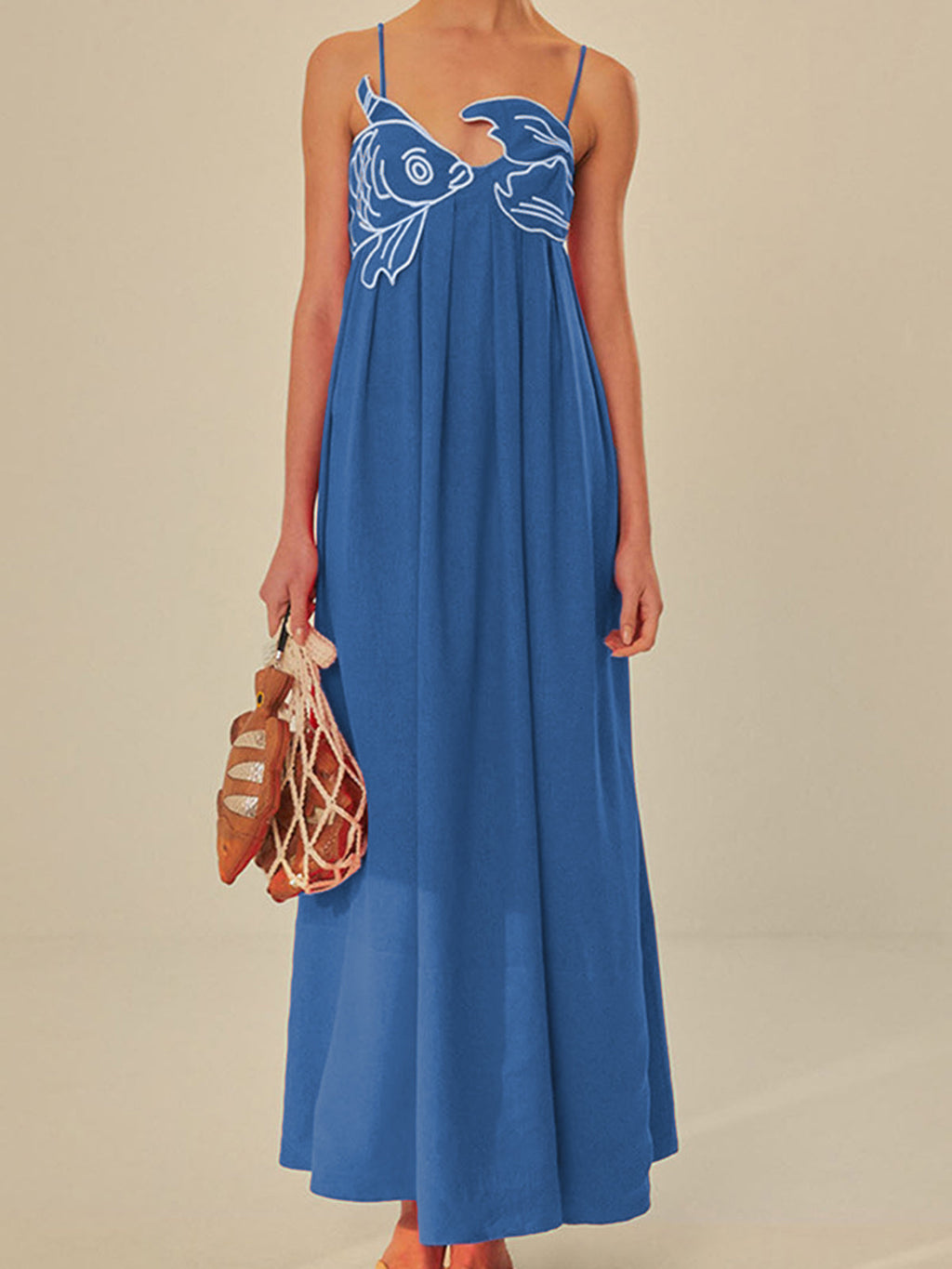 GR | Embroidered Fish Semi-Transparent Cami Dress