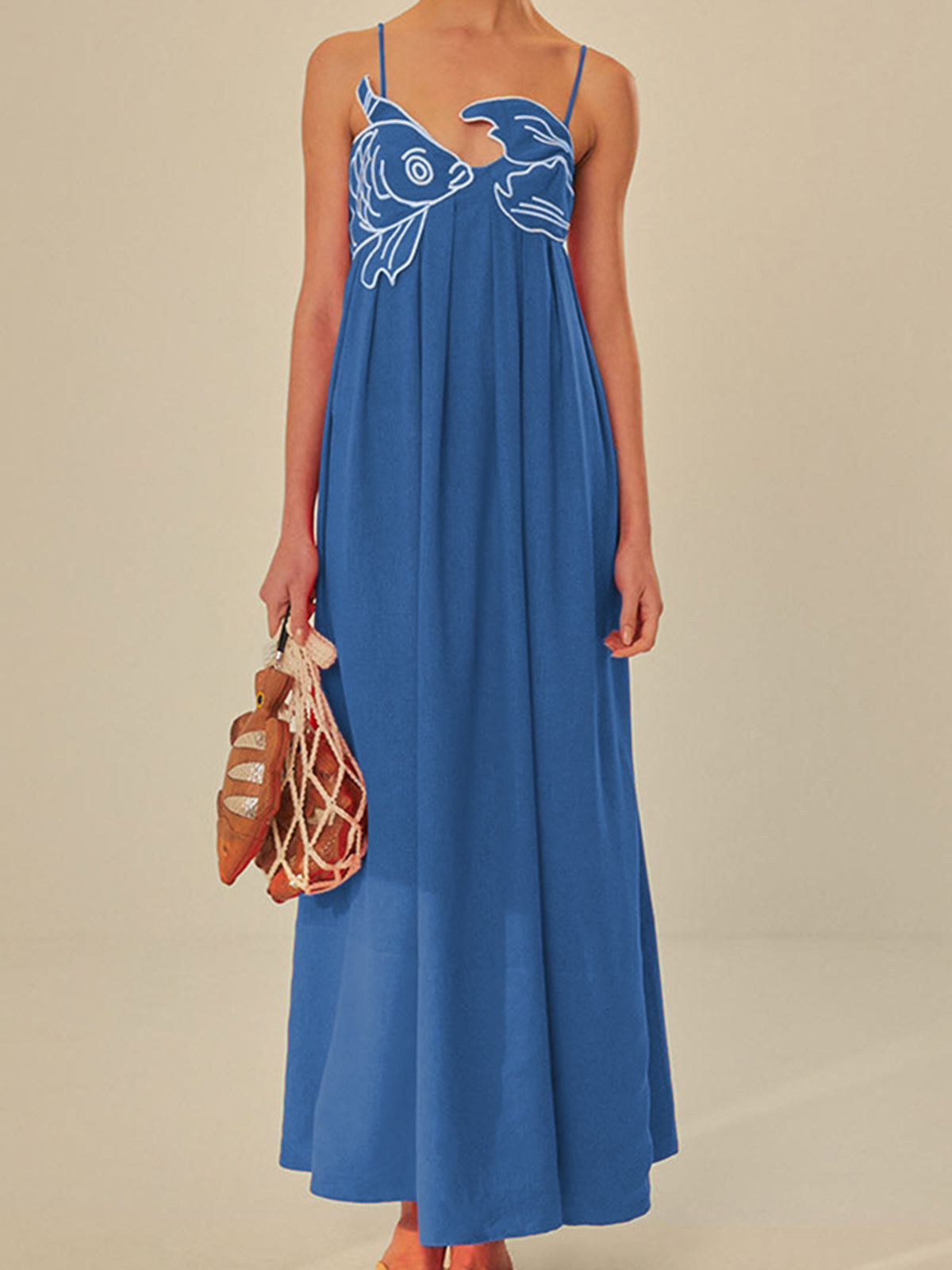 GR | Embroidered Fish Semi-Transparent Cami Dress