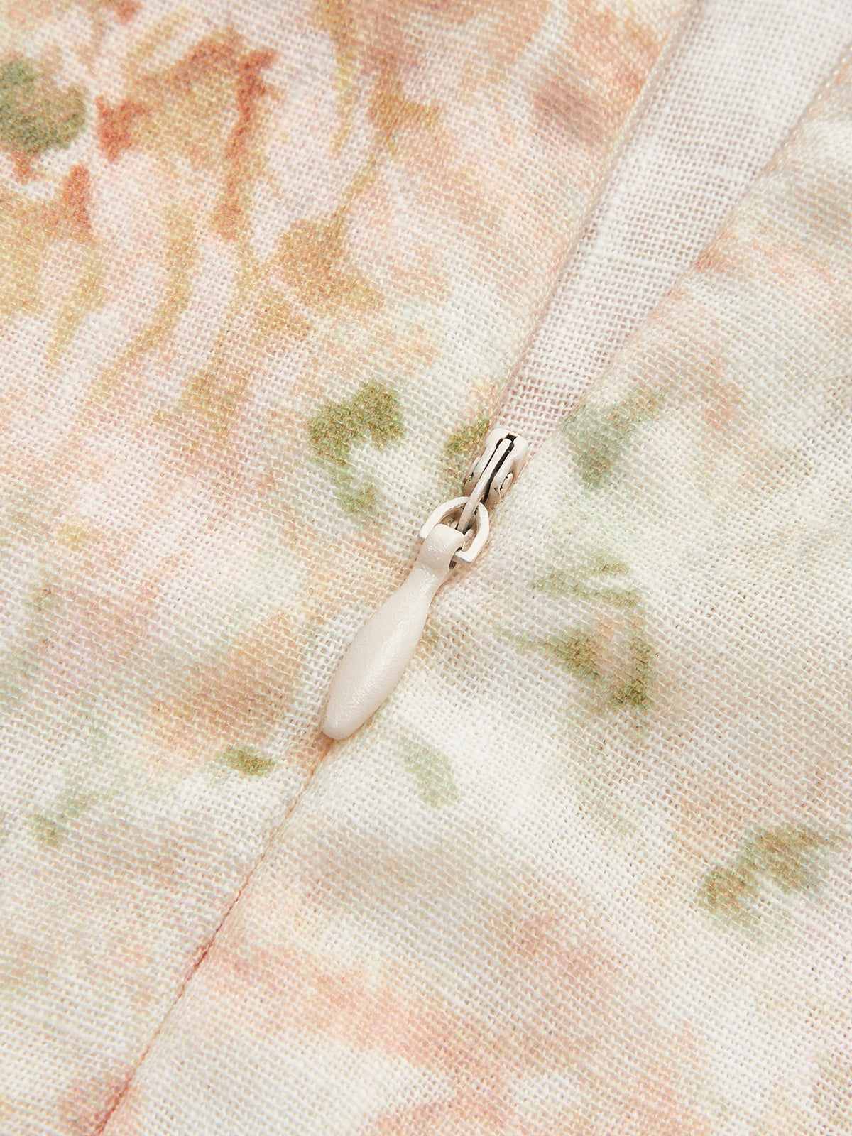 GR | Cotton & Linen Puff Sleeve Floral Belt Dress