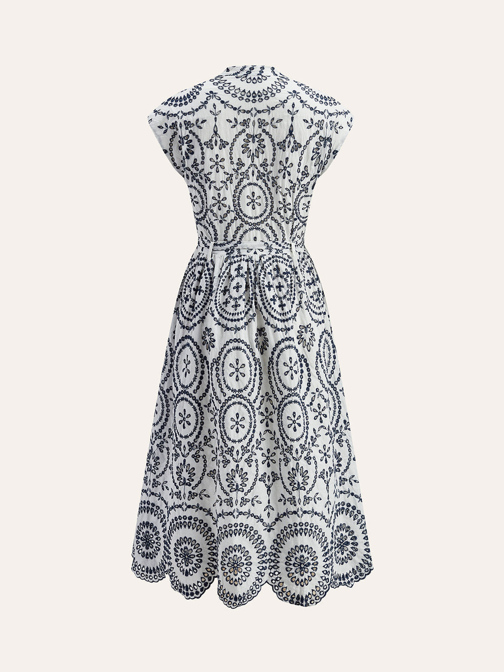 GR | Embroidered V-neck dress with belt