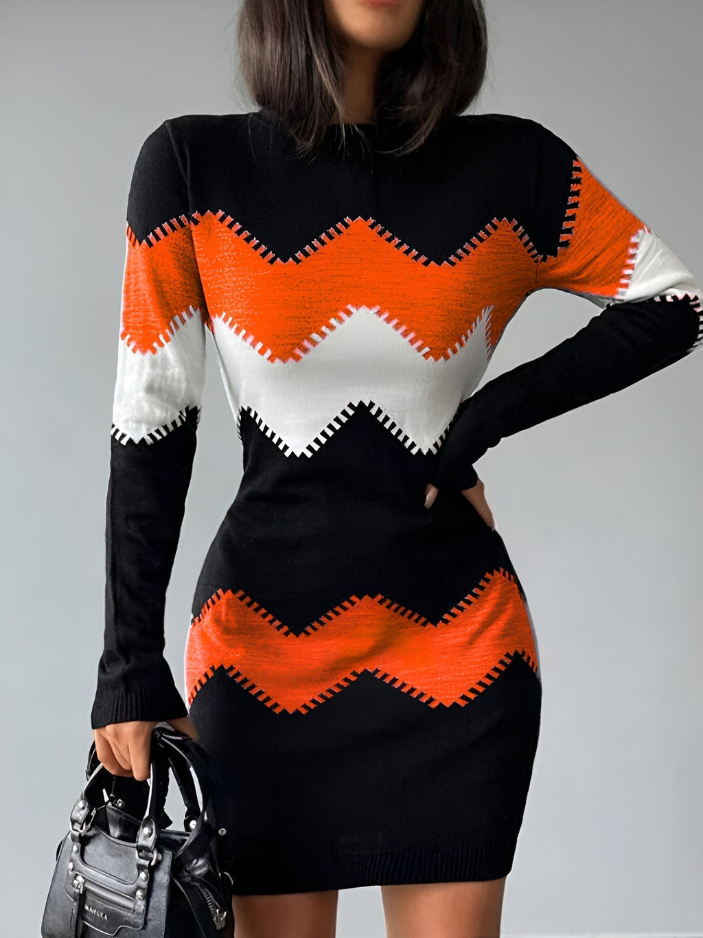 GR | gestricktes Bodycon-Minikleid Für Frauen