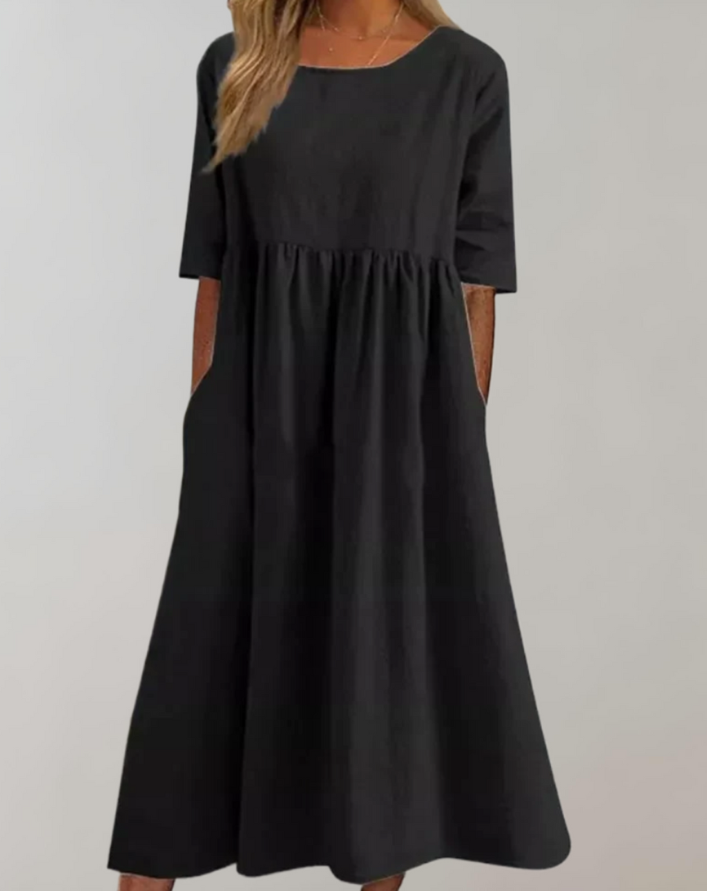 GR | Plain cotton dress with a relaxed fit 