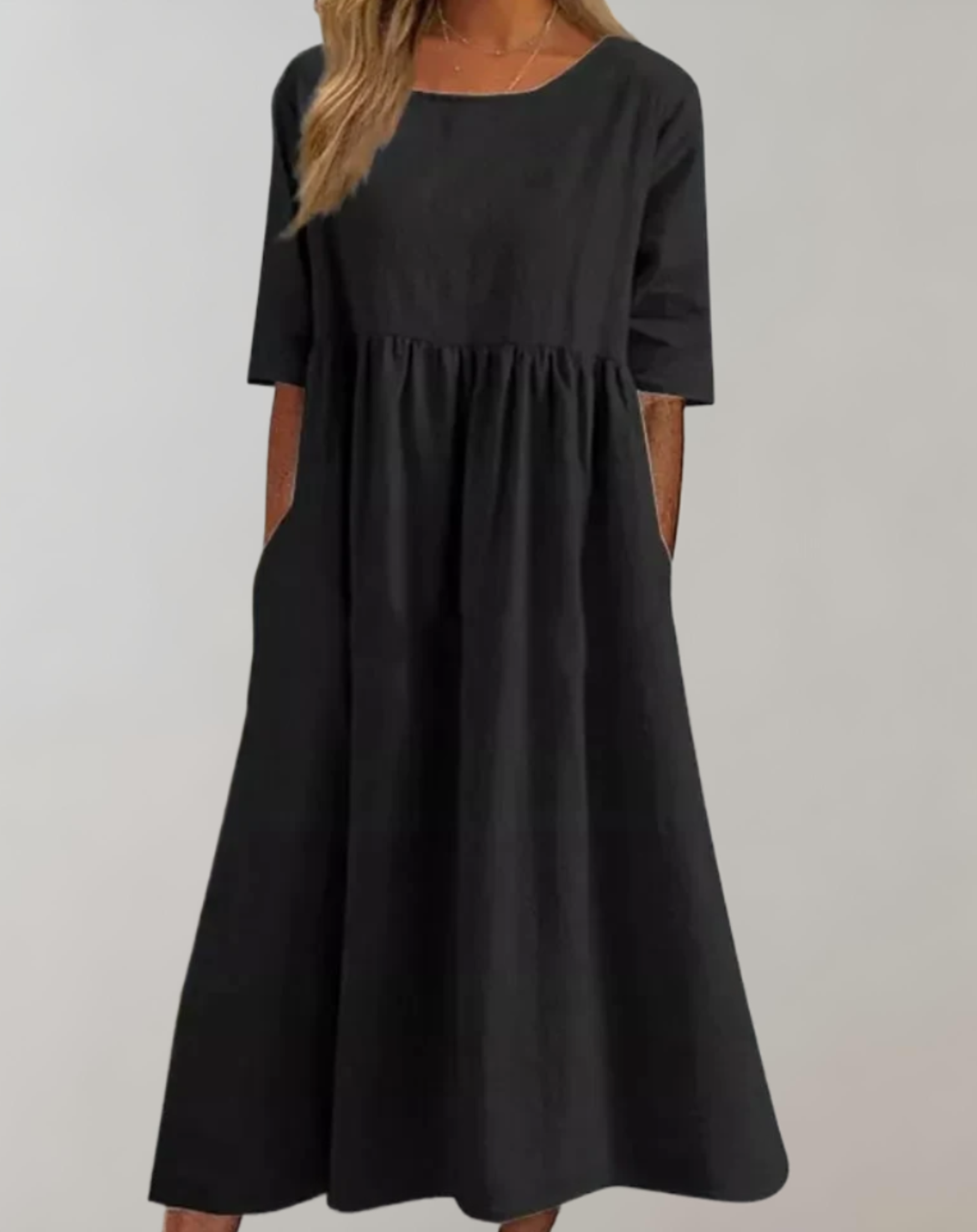 GR | Plain cotton dress with a relaxed fit 