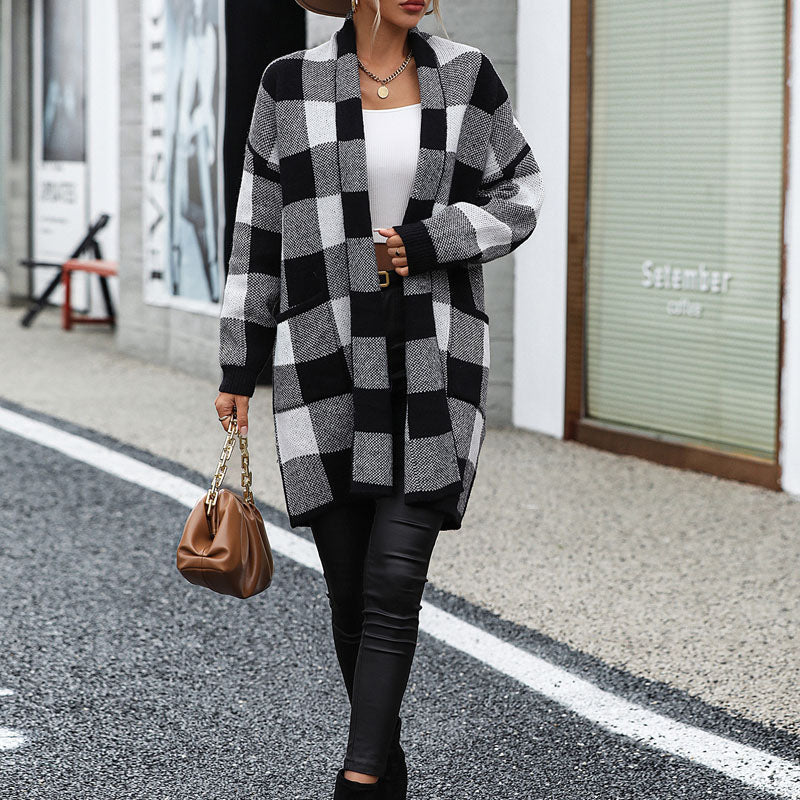 GR | Lässige Karierte Strickjacke