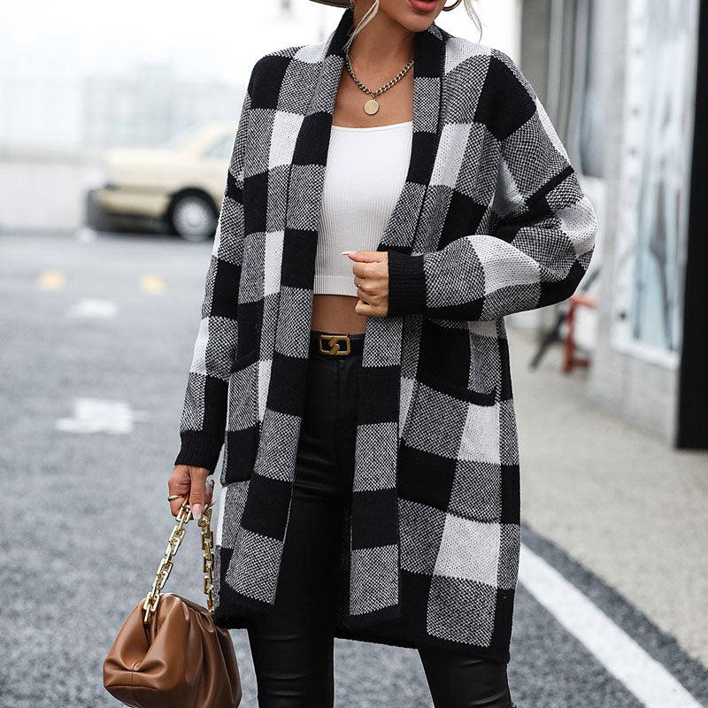 GR | Lässige Karierte Strickjacke